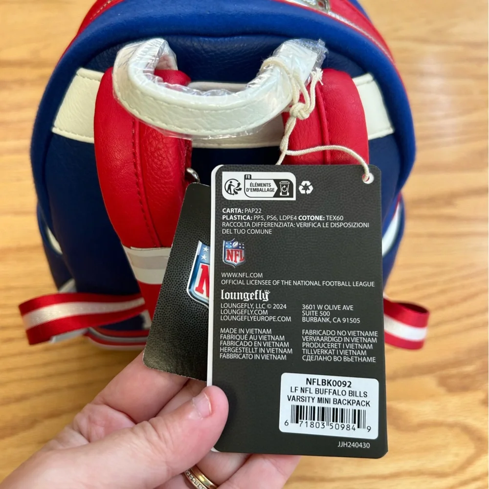 Loungefly Buffalo Bills Blue Red White Mini Backpack - Picture 4 of 6